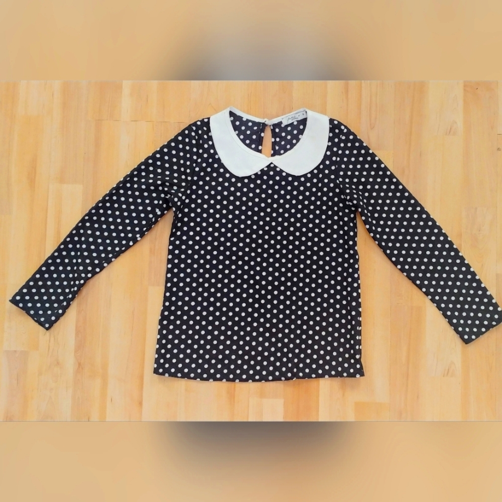 Pinc Polka Dots School Top size girls S